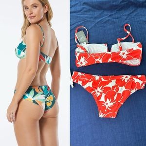 Vince Camuto Swimsuit V-Wire Adjustable-Straps Top Cheeky Bikini Bottom Medium